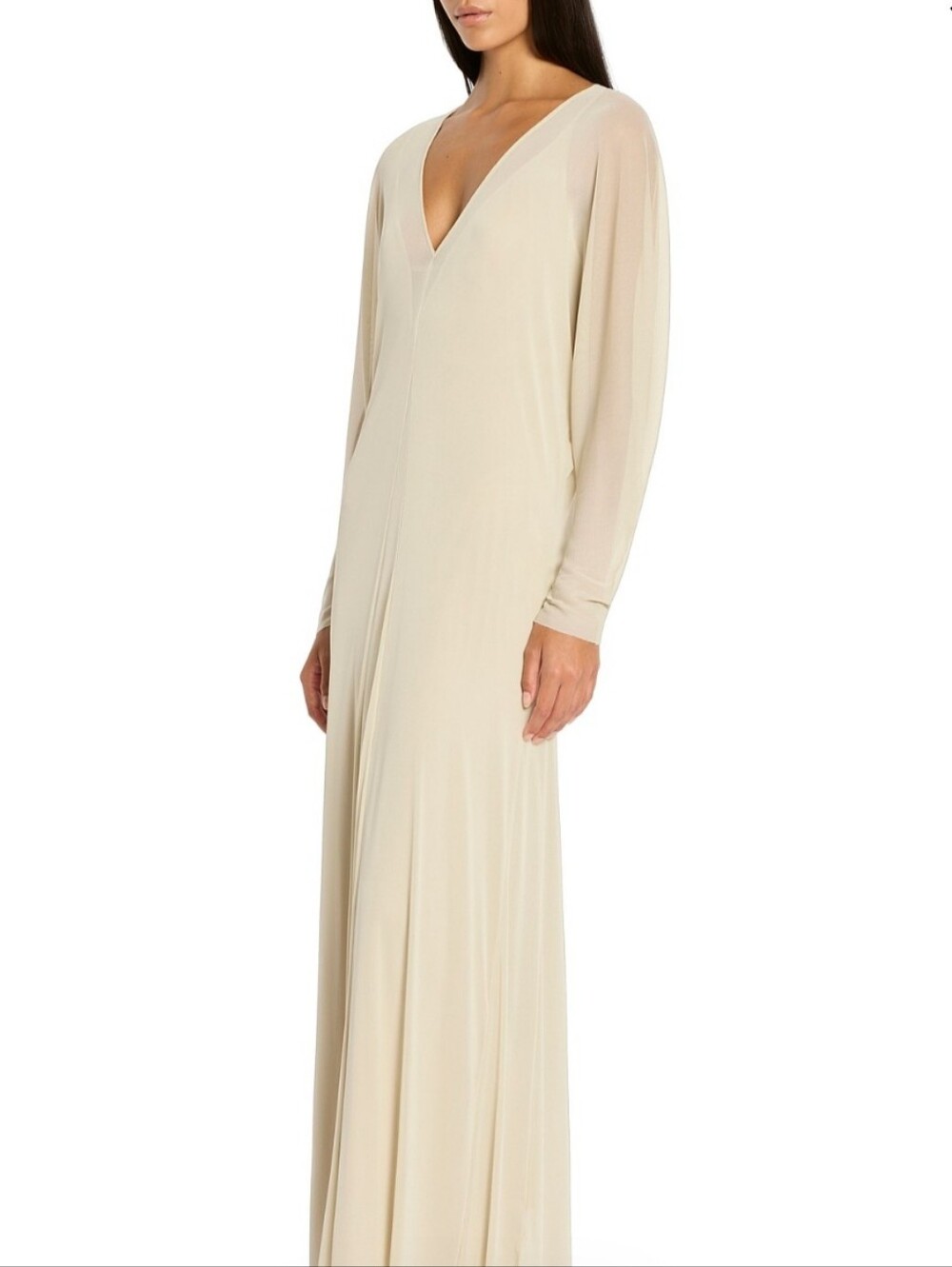 Sass&Bide Minimalist Mesh Maxi Flowy Dress Loose Fit With Slip Dress Nude US 8